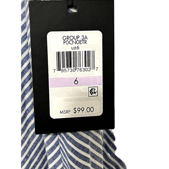 DKNY Hanker chief Style Blue and White Stripe Mid Length Skirt Size 6 NWT - Picture 7 of 9